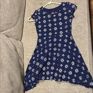 Navy Blue Patterned Kids Dress